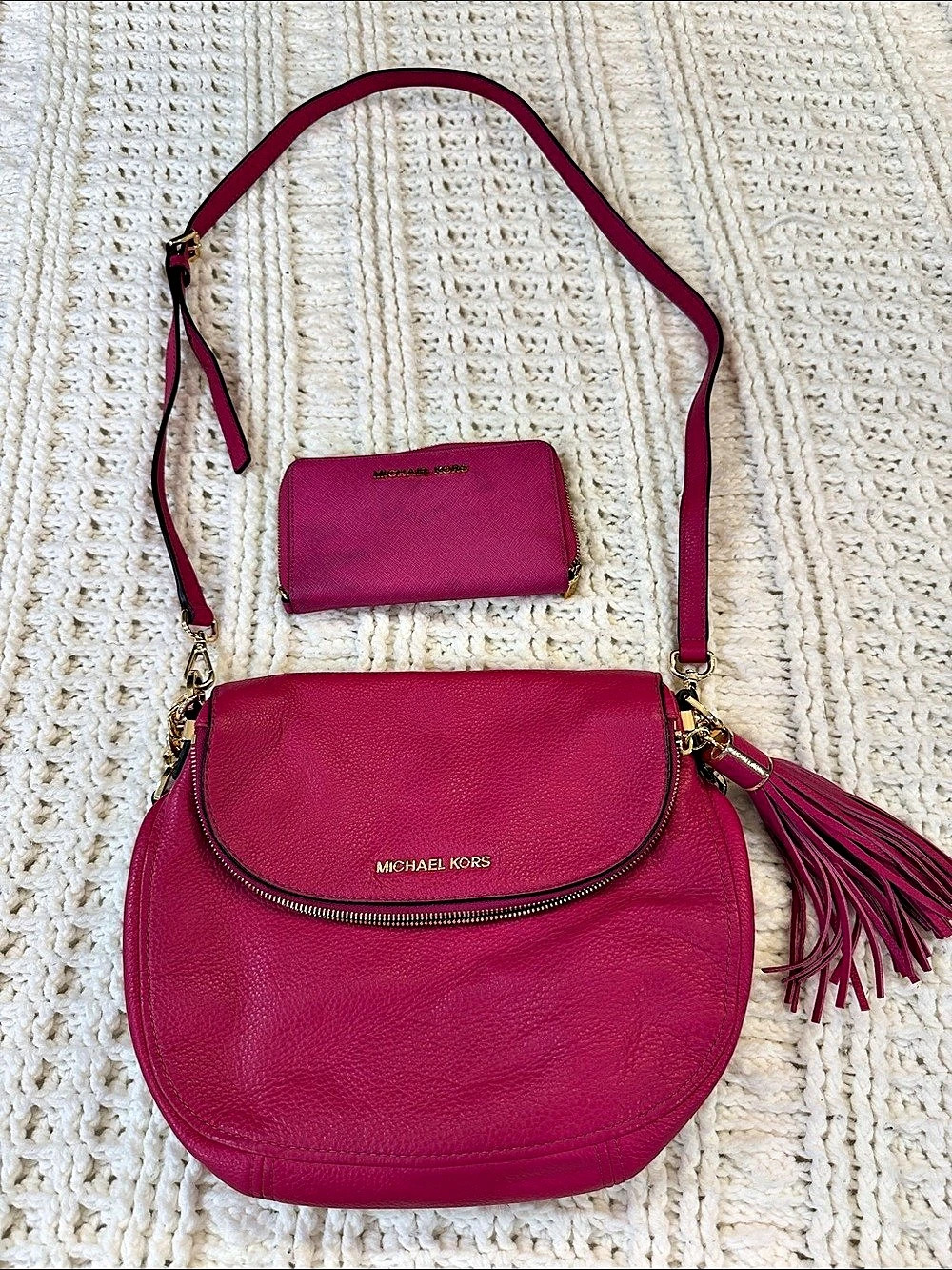 Michael Kors Pink Crossbody Bag & Matching Wallet